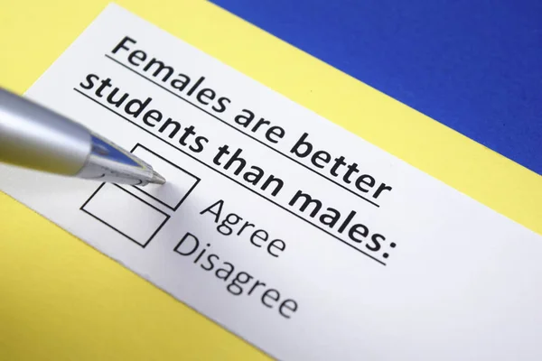 Mulheres São Melhores Estudantes Que Homens Concordo Discordo — Fotografia de Stock