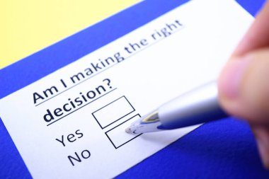 Doğru kararı mı veriyorum? Evet ya da hayır.?