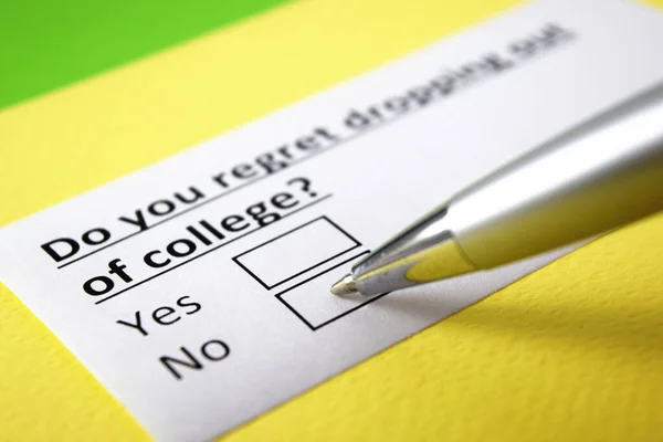 Do you regret dropping out of college? Yes or no?