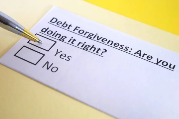 One Person Answering Question Debt Forgiveness — Stock Photo, Image