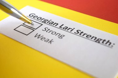 Bir kişi Gürcistan Lari para biriminin gücü hakkındaki soruları yanıtlıyor.