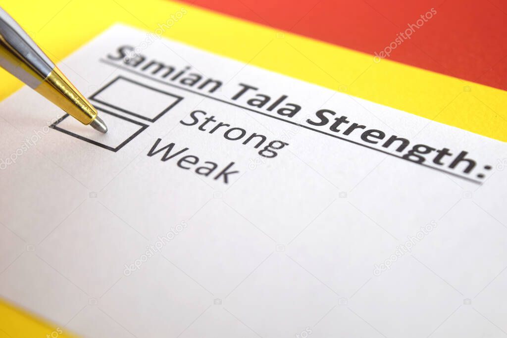 One person is answering question about strength of Samian Tala.