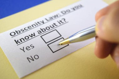Bir kişi müstehcenlik yasasıyla ilgili soruya cevap veriyor..