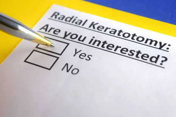 One person is answering question about radial keratotomy.