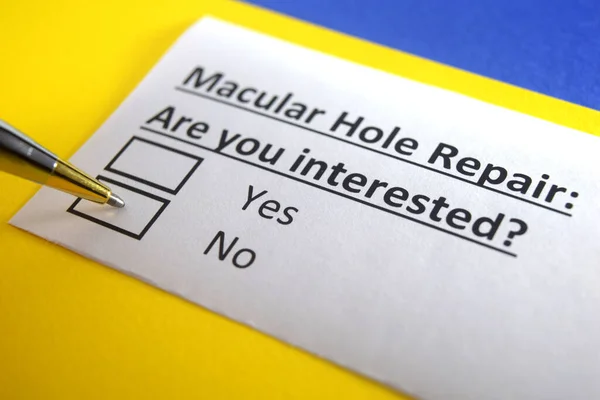 One person is answering question about macular hole repair.