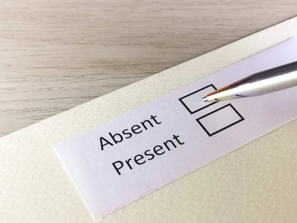 One Person Answering Question Piece Paper Person Thinking Absent Present — Stock Photo, Image