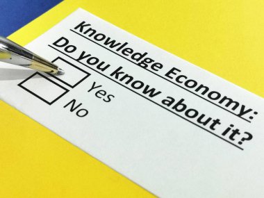 Bir kişi bilgi ekonomisi hakkındaki soruları yanıtlıyor.