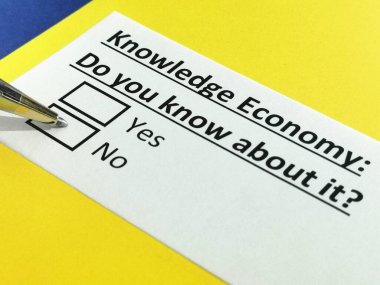 Bir kişi bilgi ekonomisi hakkındaki soruları yanıtlıyor.