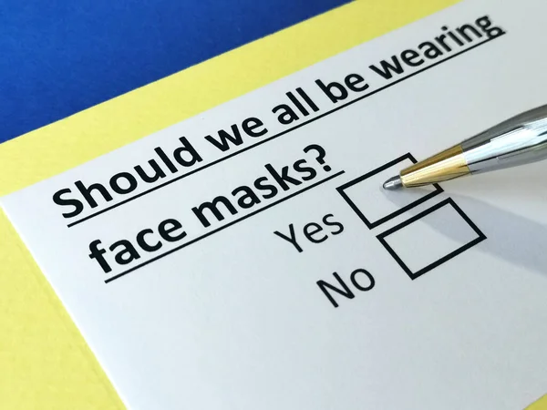 One person is answering question about face masks.