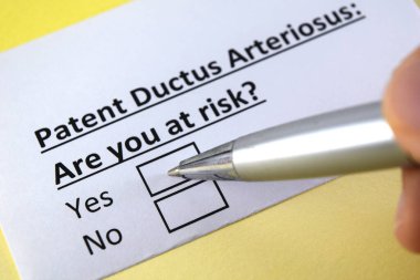 One person is answering question about patent ductus arteriosus. clipart