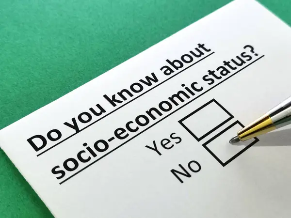 Bir kişi sosyo-ekonomik durumla ilgili soruya cevap veriyor.