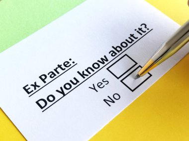 One person is answering question about Ex Parte. clipart