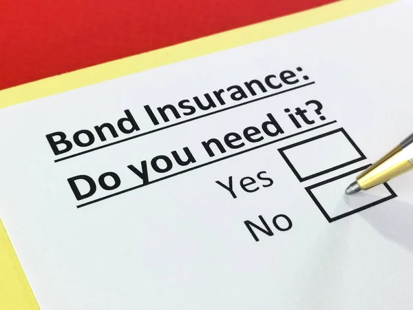 One person is answering question about bond insurance.