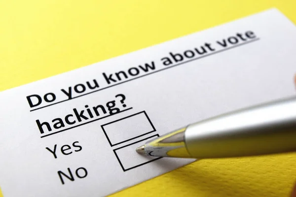 One Person Answering Question Vote Hacking — Stock Photo, Image