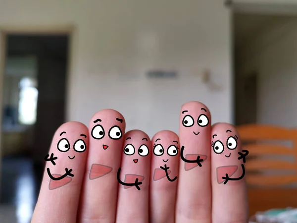 Sechs Finger Sind Wie Sechs Freunde Dekoriert Sie Alle Haben — Stockfoto