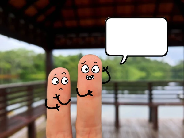 Dois Dedos São Decorados Como Duas Pessoas Eles Estão Discutindo — Fotografia de Stock