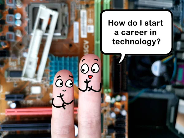 Two Fingers Decorated Two Person Discussing Technology — Stock Photo, Image