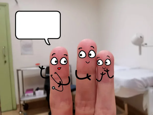 Três Dedos São Decorados Como Médico Pacientes Paciente Está Grávida — Fotografia de Stock