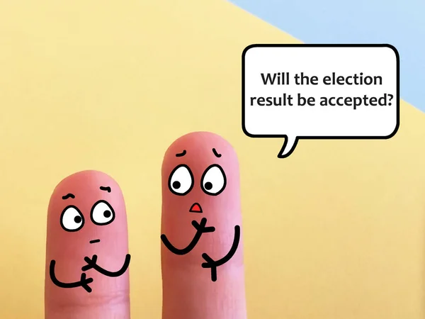 Dwa Palce Urządzone Jako Dwie Osoby Rozmawiają Wynikach Wyborów — Zdjęcie stockowe