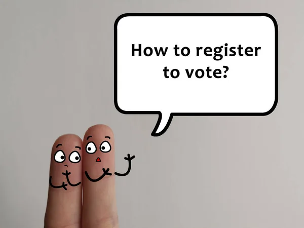 Two Fingers Decorated Two Person Discussing Registration Vote — Stock Photo, Image