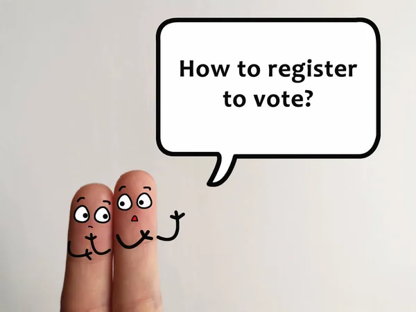 Two Fingers Decorated Two Person Discussing Registration Vote — Stock Photo, Image