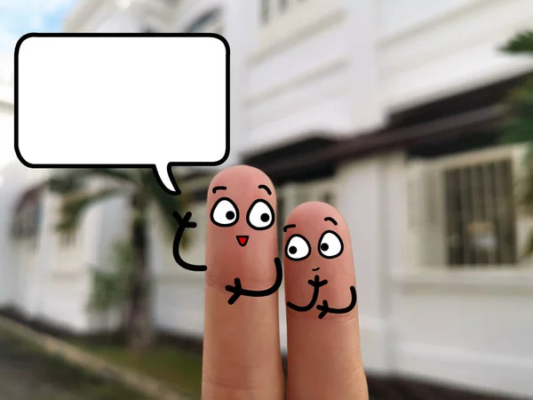Zwei Finger Sind Als Zwei Personen Dekoriert Sie Diskutieren Über — Stockfoto