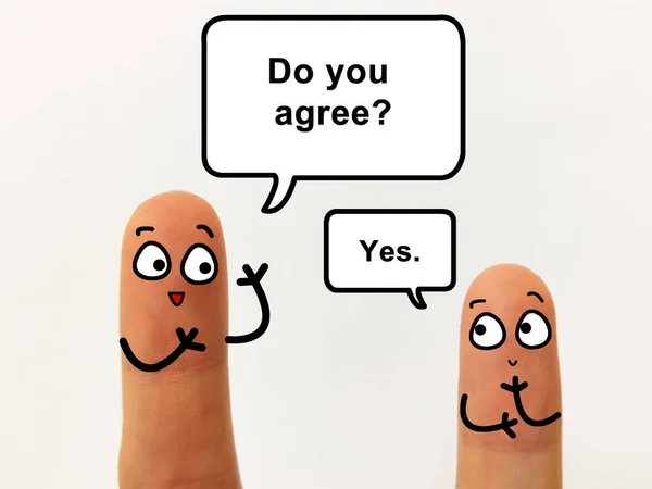 Two Fingers Decorated Two Person One Them Asking Agree New — Stock Photo, Image