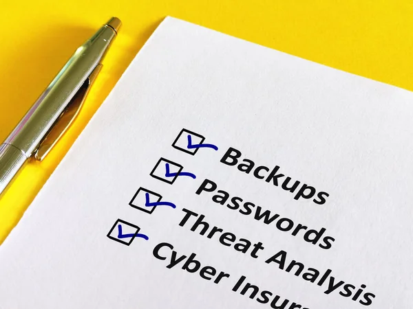 One Person Answering Question Chooses Backups Passwords Threat Analysis Cyber — Stock Photo, Image