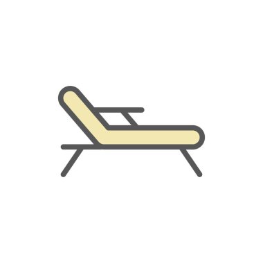 Yaz tatili için güverte başkanı ikonu, deniz kenarında rahatlama ve tatil tasarımı.