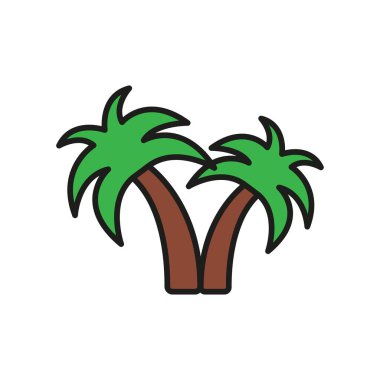 Tropikal, tatil ve tatil projeleri için palmiye ağacı simgesi.
