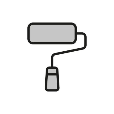 Ev yenileme, duvar boyası ve dekorasyon projeleri için boya silindiri simgesi.