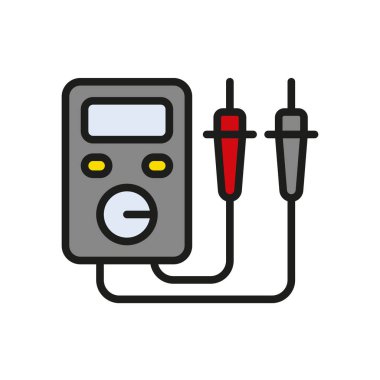 Elektrik, onarım ve tanı aracı içeriği için çoklu voltaj test simgesi.