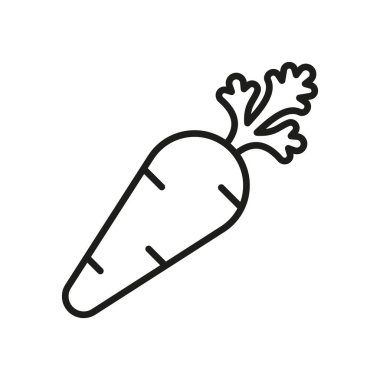 Beslenme, beslenme ve organik projeler için çizgi biçiminde havuç simgesi.