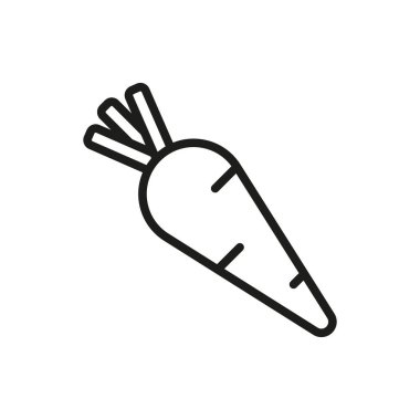 Beslenme, beslenme ve organik projeler için çizgi biçiminde havuç simgesi.