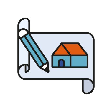 Tasarım, bina ve tasarım projeleri için mimari taslak simgesi.