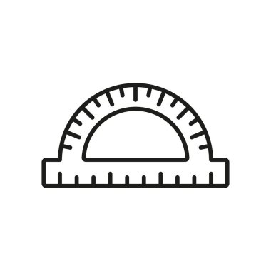 Ölçüm, geometri ve okul projeleri için açıölçer simgesi.