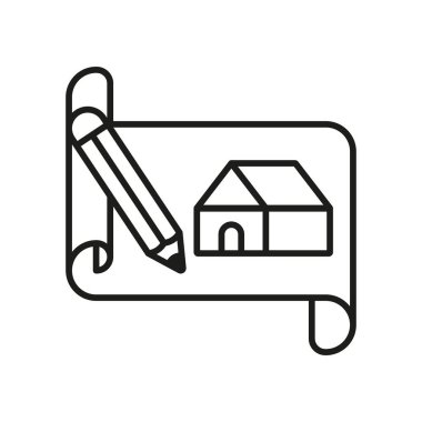 Tasarım, bina ve tasarım projeleri için mimari taslak simgesi.