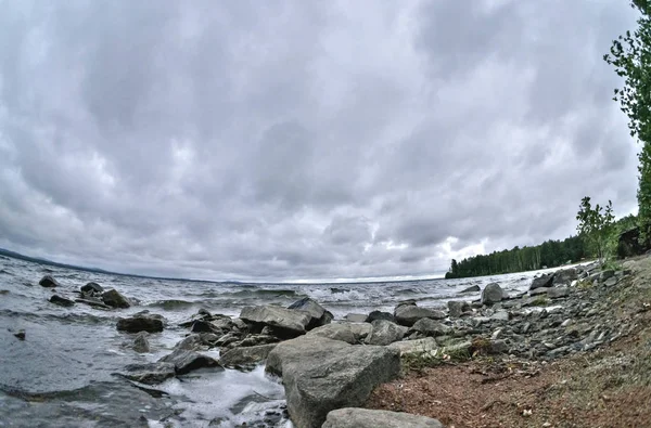 Скелястий Берег Видом Озеро Південь Уральський Озеро Uvildy — стокове фото
