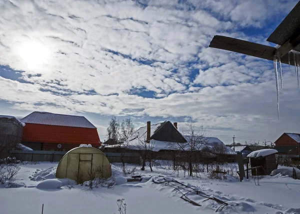 Зимовий Пейзаж Свіжого Снігу Сільській Місцевості Південного Уралу — стокове фото
