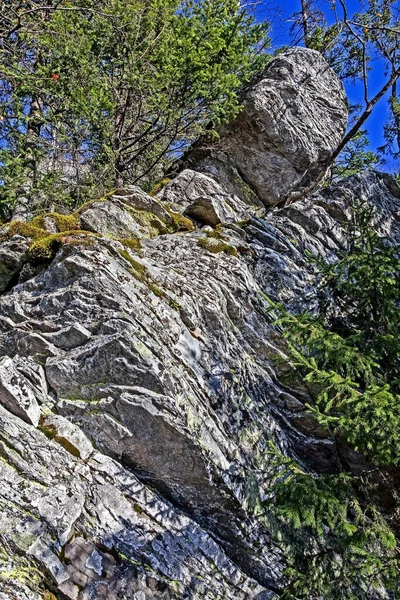 Roccia di pietra nella zona di roccia nera simile alla testa di un uomo — Foto Stock