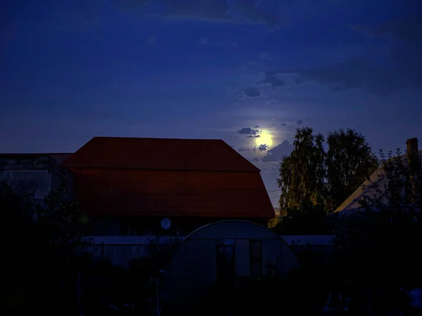 Noche Místico Paisaje Lunar Campo Otoño — Foto de Stock