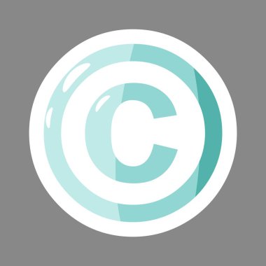 Vektör renkli etiket simge telif hakkı. Telif hakkı simgesi. Katmanlar kolay düzenleme Gösterim amacıyla gruplandırılmış. Tasarımlarınız için. 