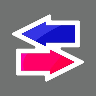 Vektör yönünü gösteren gezinti oklarını renkli etiket. Vektör beyaz simgesi. Katmanlar kolay düzenleme Gösterim amacıyla gruplandırılmış. Tasarımlarınız için. 