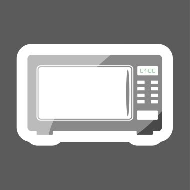 Vektör simge renkli etiket mikrodalga fırın. Ev aletleri. Katmanlar kolay düzenleme Gösterim amacıyla gruplandırılmış. Tasarımlarınız için.