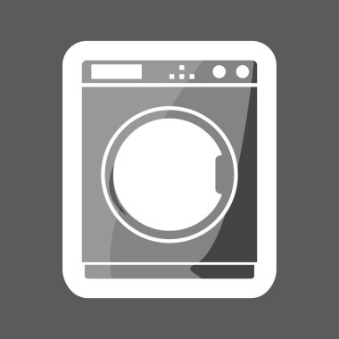 Bir çamaşır makinesi renkli etiket vektör simgesi. Ev aletleri. Katmanlar kolay düzenleme Gösterim amacıyla gruplandırılmış. Tasarımlarınız için.
