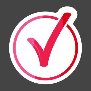 Vektör onay işareti simgesini renkli etiket. Katmanlar kolay düzenleme Gösterim amacıyla gruplandırılmış. Tasarımlarınız için.