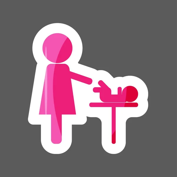 Mother Baby Colored Sticker Baby Care Room Symbol Mother Child — Stock Vector