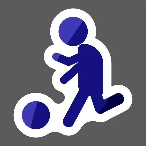 Цветные Наклейки Значок Человек Играет Мяч Футболист Футболист Слои Сгруппированы — стоковый вектор