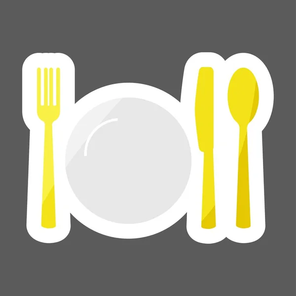 Vector Icon Set Knife Fork Spoon Plate Cutlery Table Setting — Stock Vector