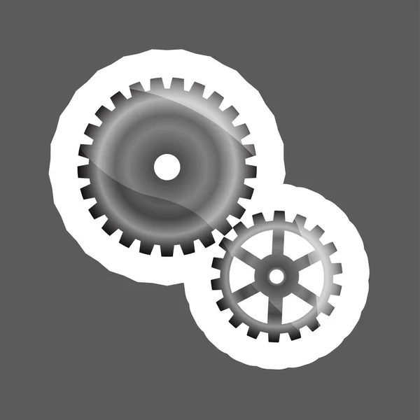 Vector Icon Two Gears Gears Colored Sticker Icon Layers Grouped — Stock Vector